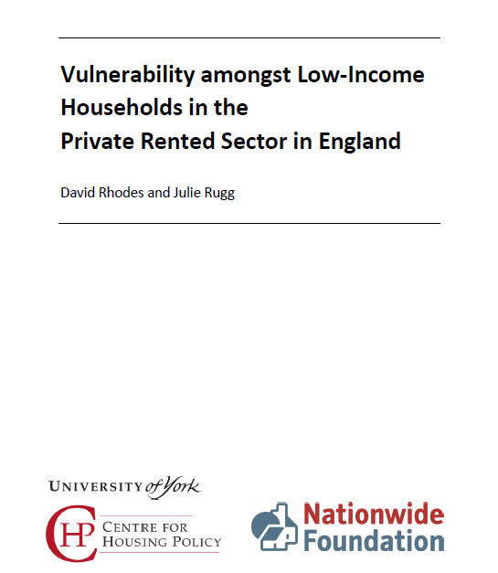 Vulnerability Amongst Low-Income Households in the Private Rented Sector in England