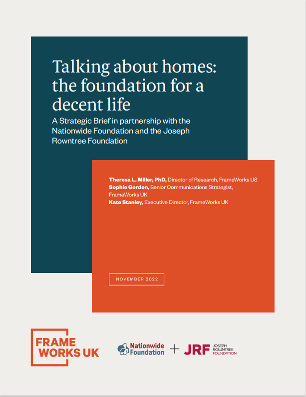 Cover of a report entitled 'Talking about homes: the foundations of a decent life'