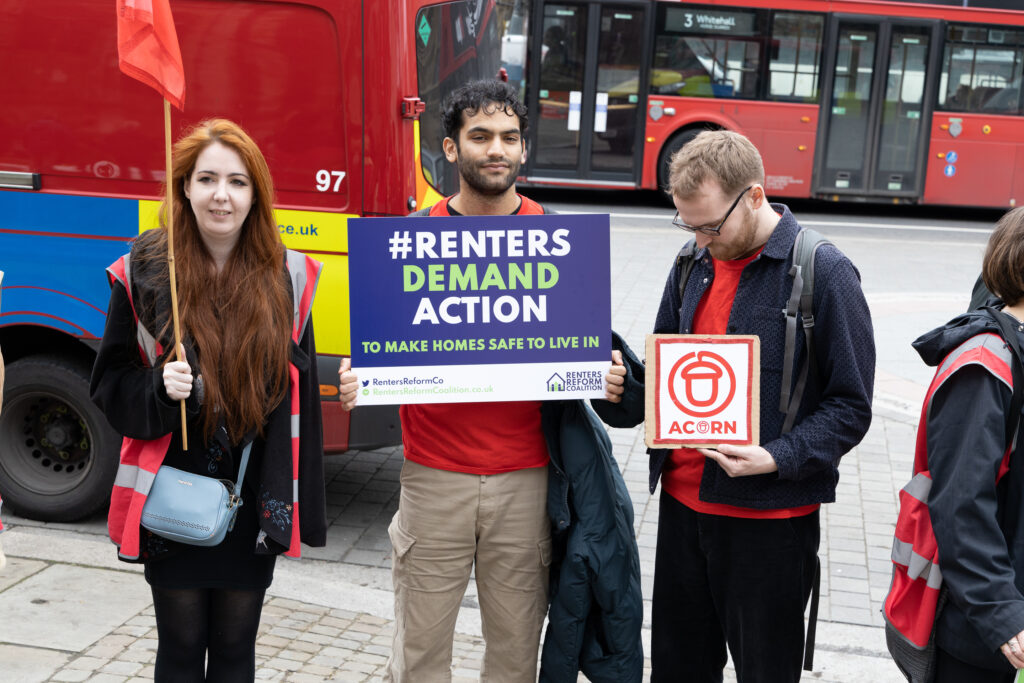 Tenants protesting in Parliament, asking for the Renters' Reform Bill